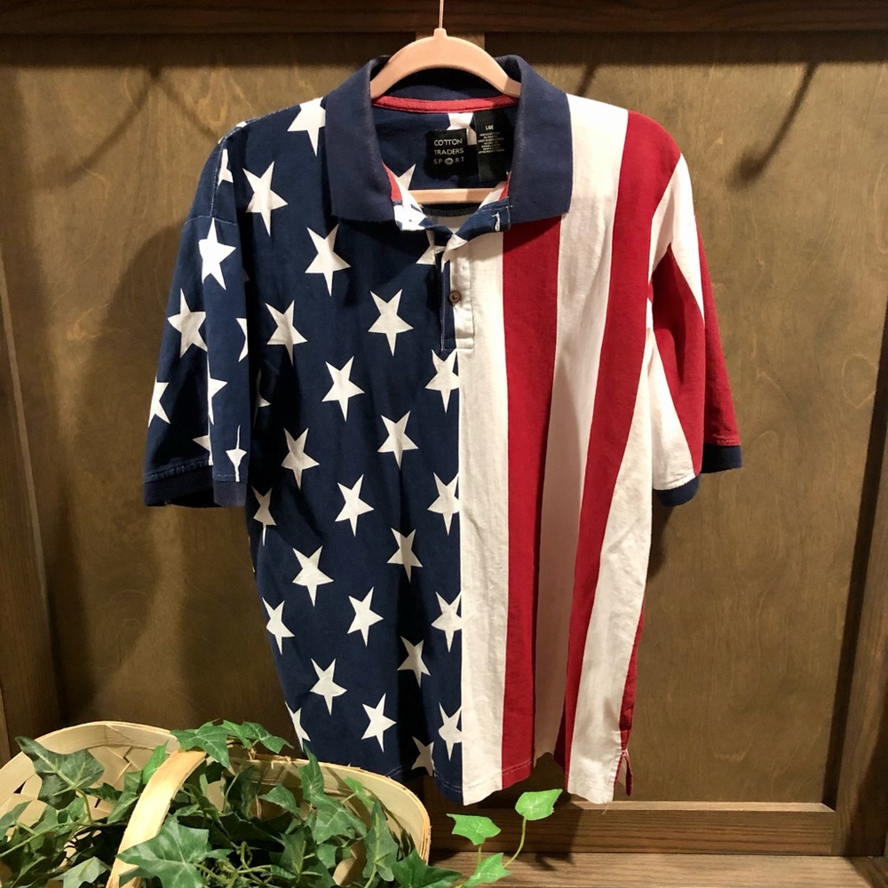 Cotton Traders Sport red, white, & blue flag men L